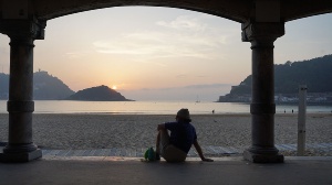 Praia de la Concha ao pôr do sol, Donostia/San Sebastián