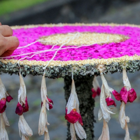 カナリア諸島ラ・パルマ島聖体祭での装飾の詳細