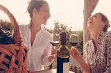 ワインを飲む若い女性2人