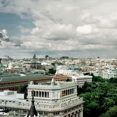 Blick von der Dachterrasse des Kreises der Schönen Künste, Madrid.