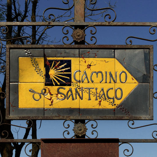 Cartel antiguo del Camino de Santiago