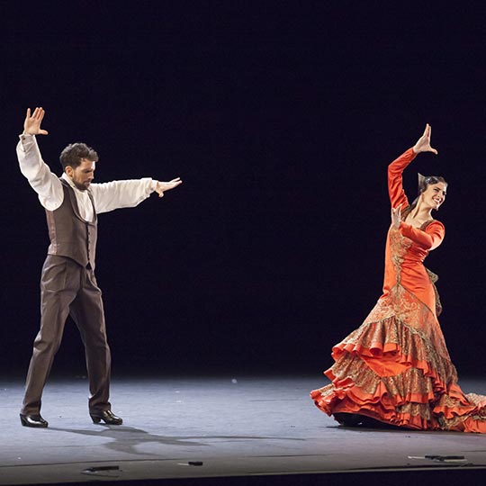 第64回グラナダ音楽舞踏祭で、スペイン国立バレエ団によるフラメンコのパフォーマンス