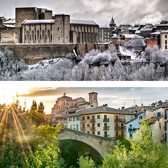 上：冬のパンプローナのカピタニーア宮殿 © Ayuntamiento de Pamplona.。下：エステーリャ＝リサラ