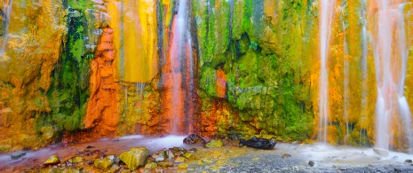 Los Colores Waterfall in the Caldera de Taburiente in La Palma, Canary Islands