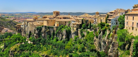 Vista de las casas colgantes de Cuenca, Castilla-La Mancha