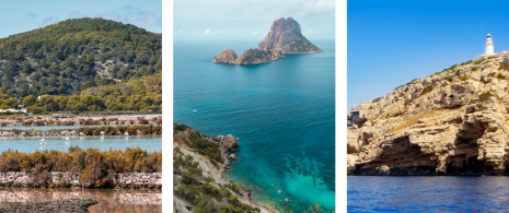左：セス・サリーナス島/中央：エス・ベドラとエス・ベドラネル島/右：サ・コニジェラ島