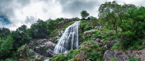 View of the Belelle waterfalls in A Coruna, Galicia