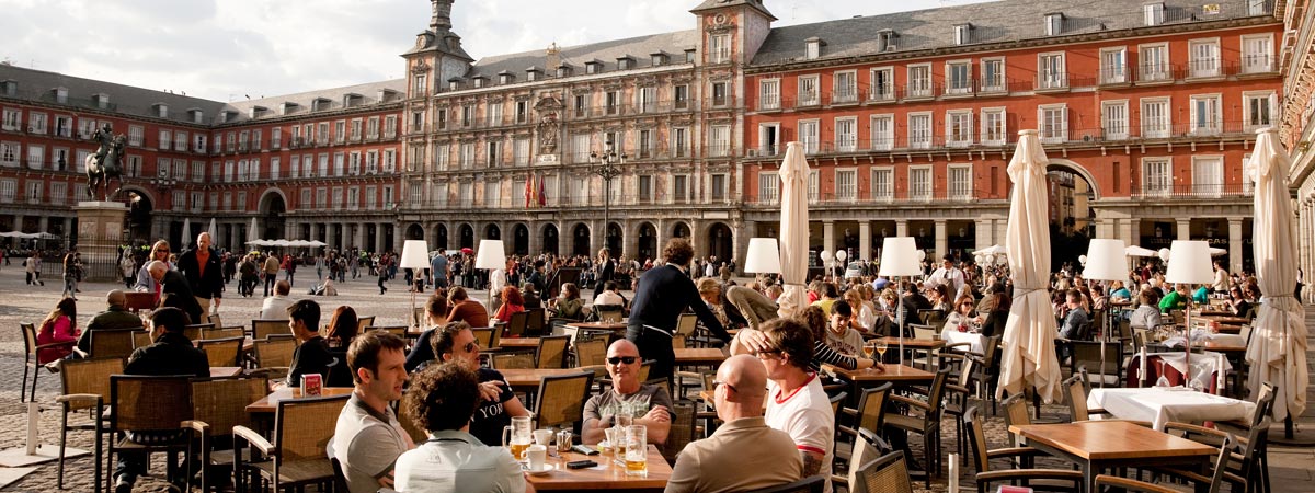 Outdoor cafés in Madrid's Plaza Mayor square