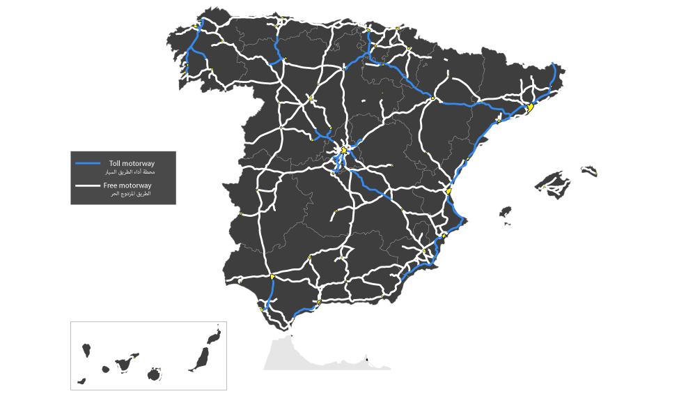 Road map of Spain 