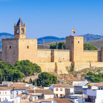 View of the Alacazaba of Antequera in Malaga, Andalusia.