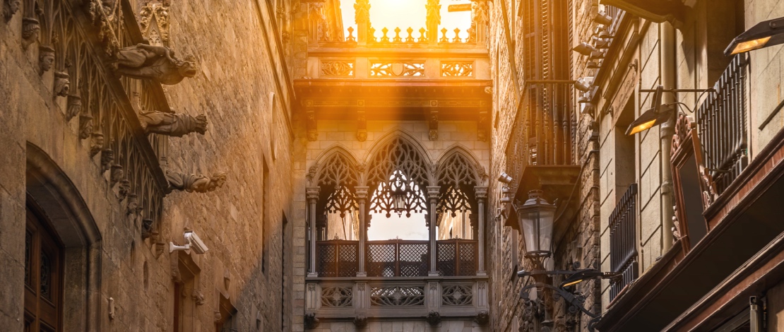 جسر في كارير ديل بيسبي في باري غوتيك، برشلونة جسر في كارير ديل بيسبي في باري غوتيك، برشلونة