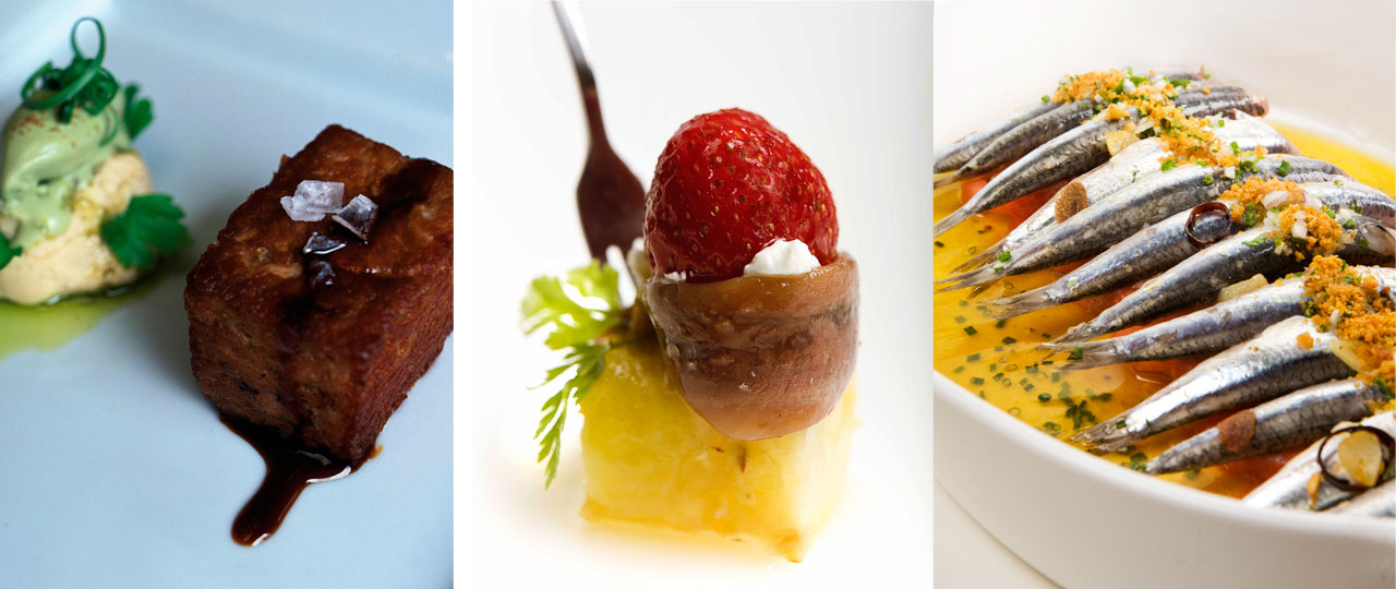 Tuna belly, anchovy tapa and bocartes del cantábrico Tuna belly, anchovy tapa and bocartes del cantábrico