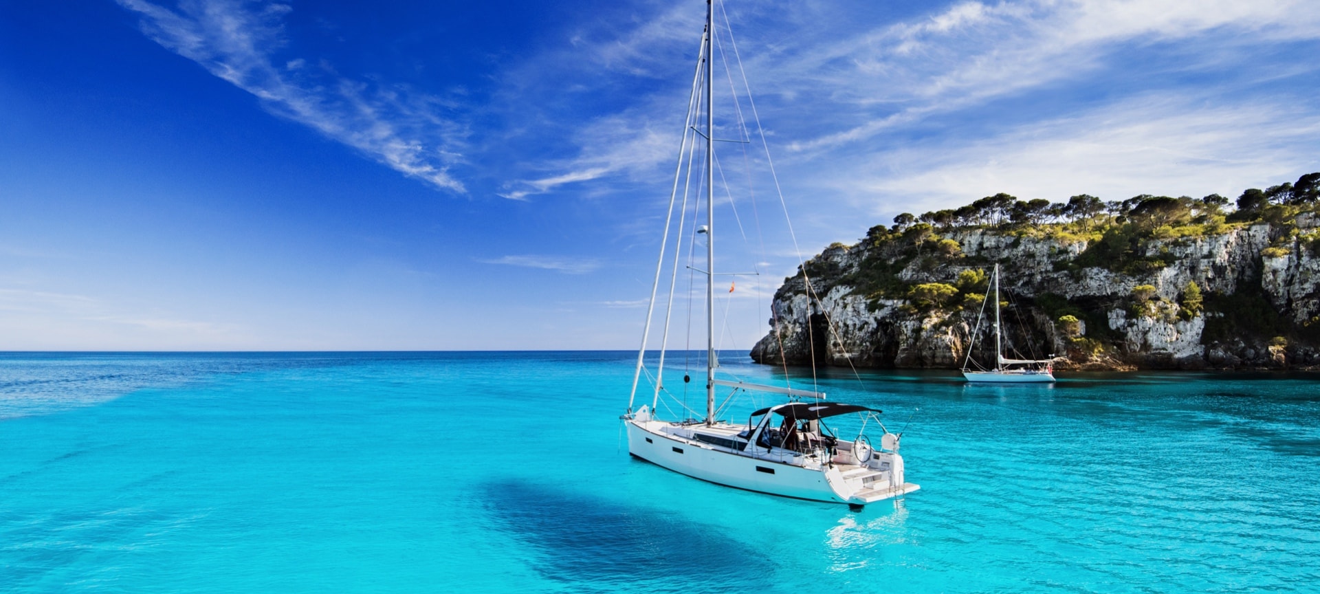 Sailboat in Menorca, Balearic Islands Sailboat in Menorca, Balearic Islands