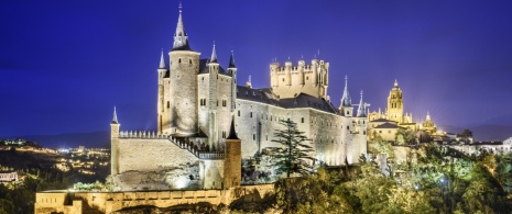 Night view of the Alcazar of Segovia