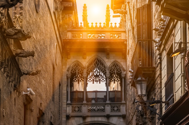 Bisbe Bridge in the Gothic Quarter of Barcelona Bisbe Bridge in the Gothic Quarter of Barcelona