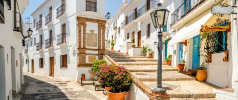 View of the town of Frigiliana in the province of Malaga