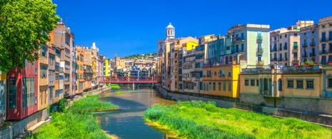 Eiffel Bridge over the Onyar River in the city of Girona