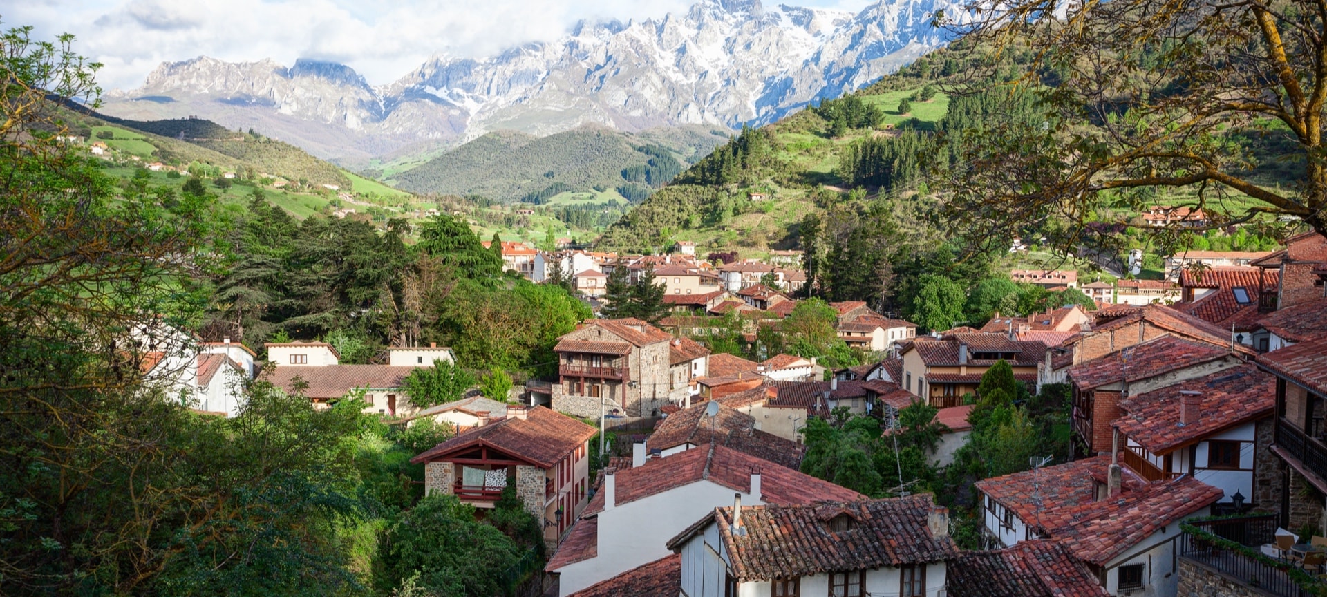 View of the town of Potes and the Picos de Europa National Park View of the town of Potes and the Picos de Europa National Park