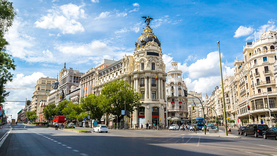 Alcalá and Gran Vía street in Madrid Alcalá and Gran Vía street in Madrid