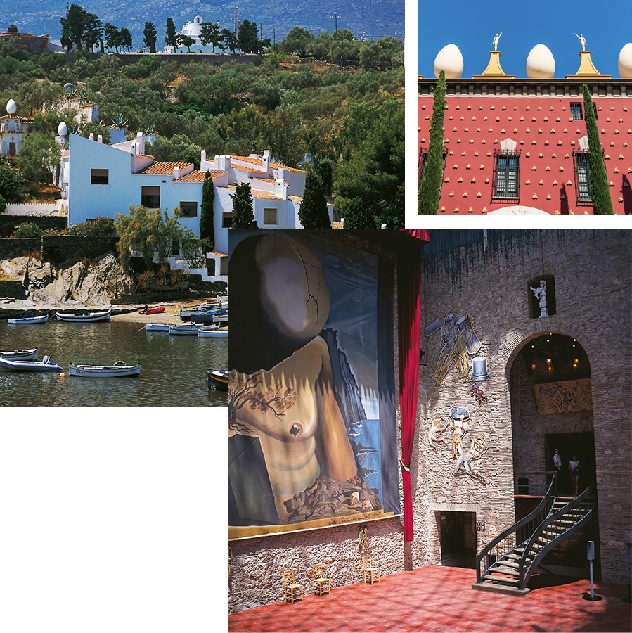 Composizione di immagini di Dalí, Portlligat e del Museo Dalí di Figueres, in Catalogna Composizione di immagini di Dalí, Portlligat e del Museo Dalí di Figueres, in Catalogna