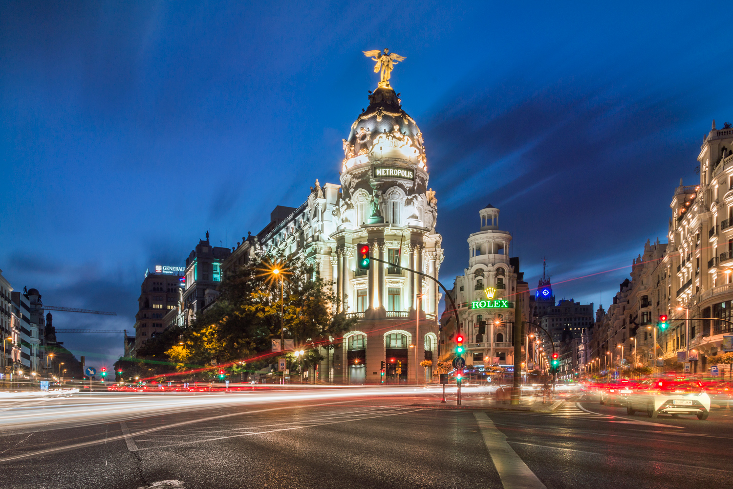 Gran Vía y calle Alcalá, en Madrid