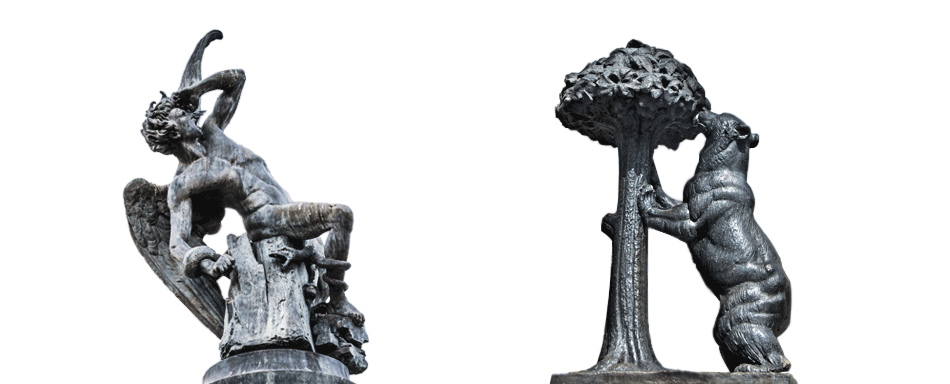Statues d'un démon et d'un ours Statues d'un démon et d'un ours