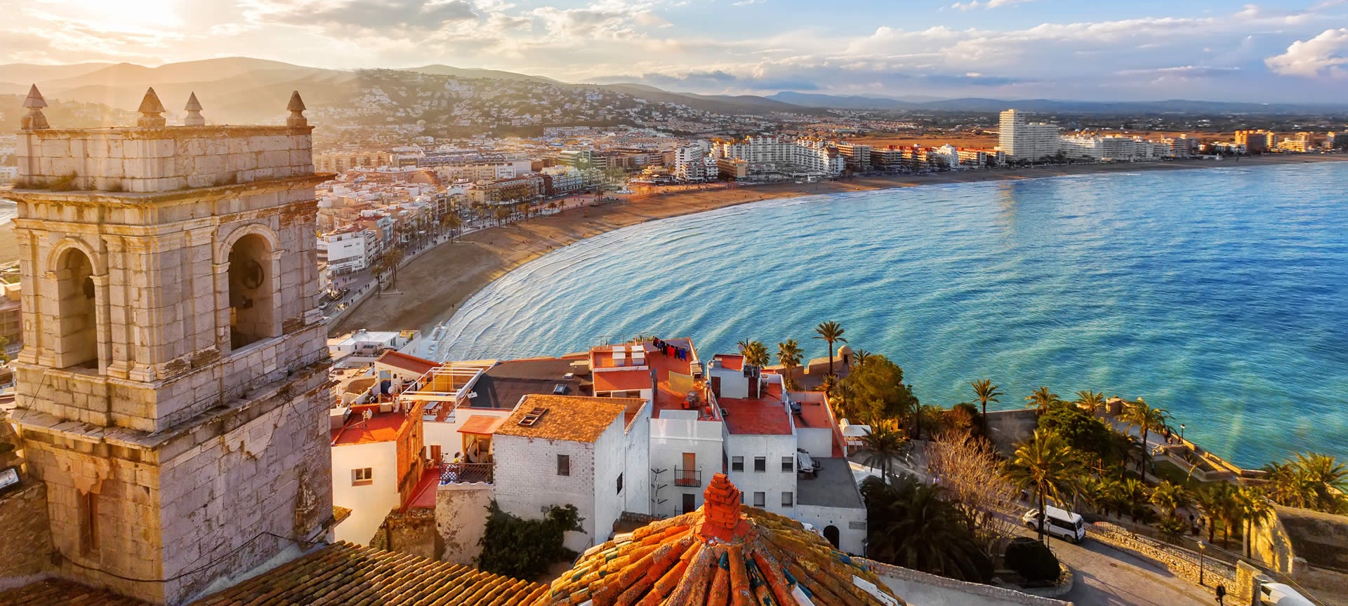 The most beautiful villages in Spain View of Peñíscola from the Papa Luna Castle, Valencia