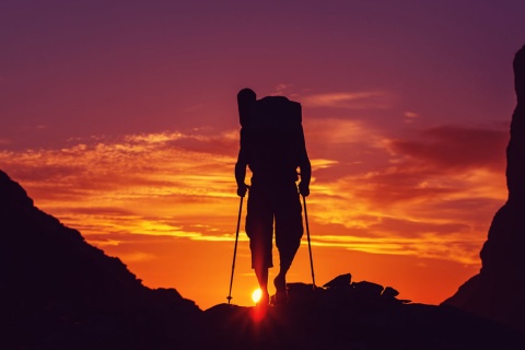  Pilgrim at sunset on The Way of Saint James