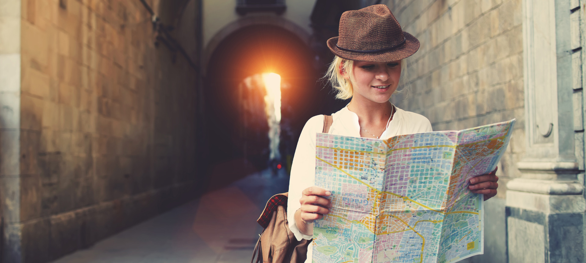 Girl looking at a map