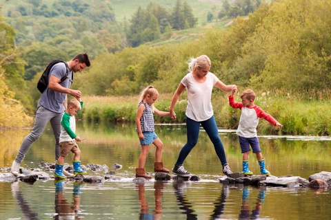 Family hiking together