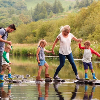 Family hiking together