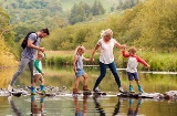 Family hiking together