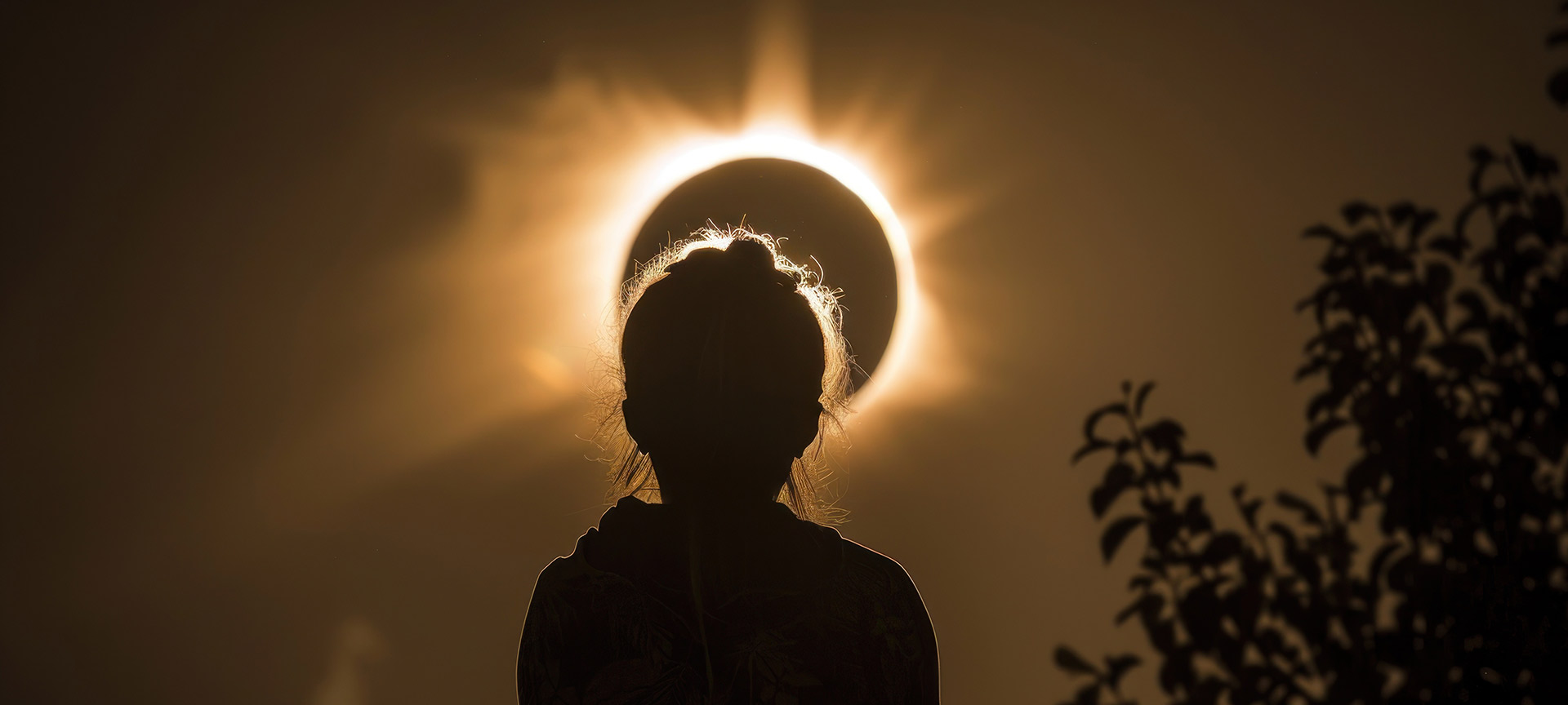 Silhueta de uma pessoa observando o eclipse solar Silhueta de uma pessoa observando o eclipse solar