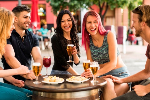 Tourists on a terrace