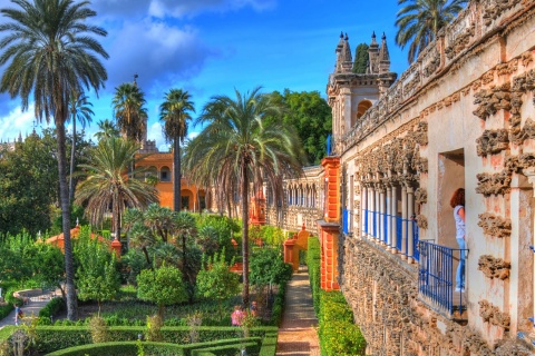 Gardens of the Real Alcázar Palace in Seville