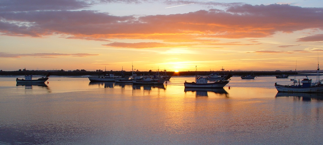 Vista del amanecer en Isla Cristina, Huelva