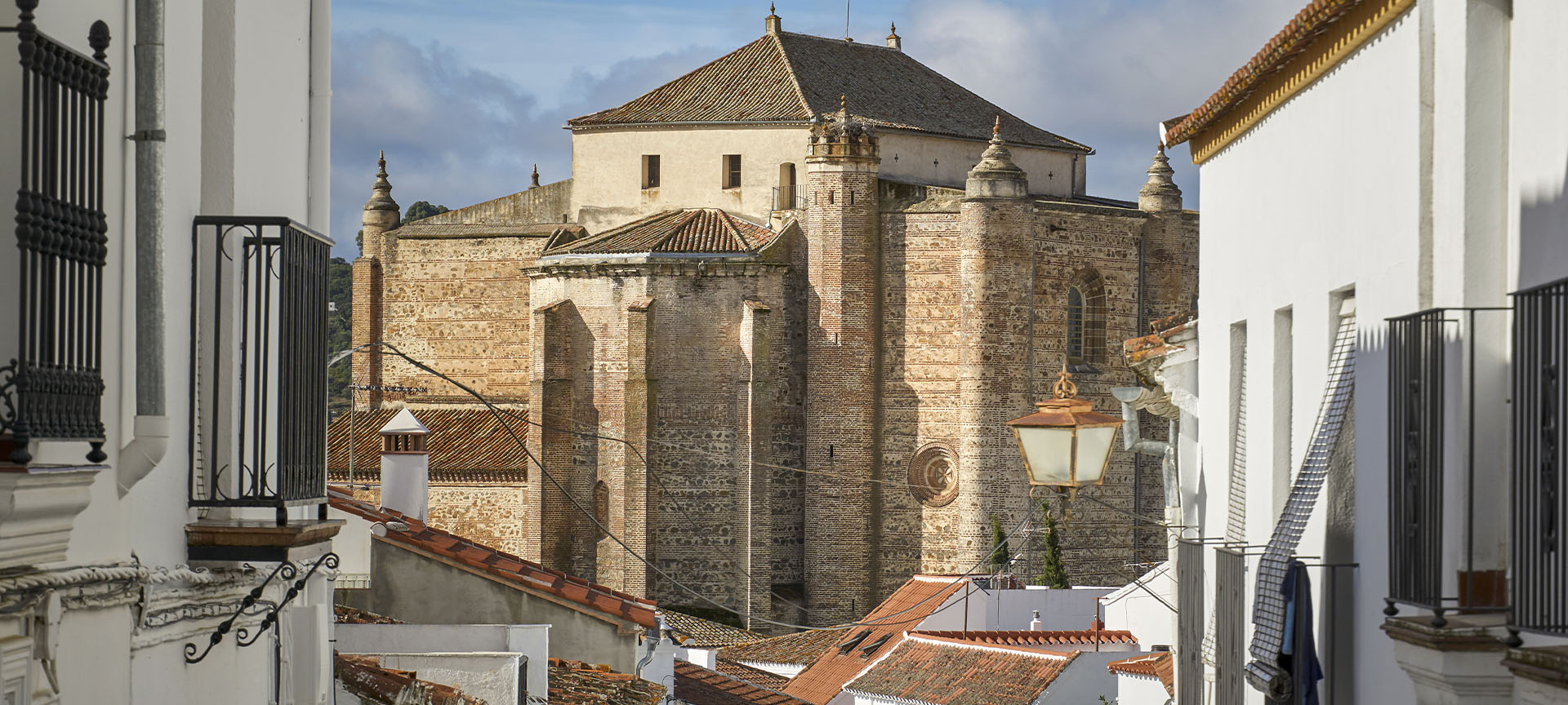 Church and fort in Cazalla de la Sierra (Seville, Andalusia)