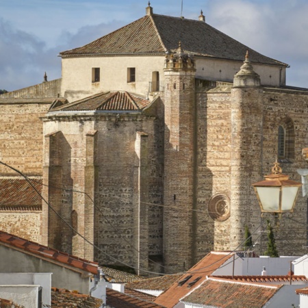 Church and fort in Cazalla de la Sierra (Seville, Andalusia)