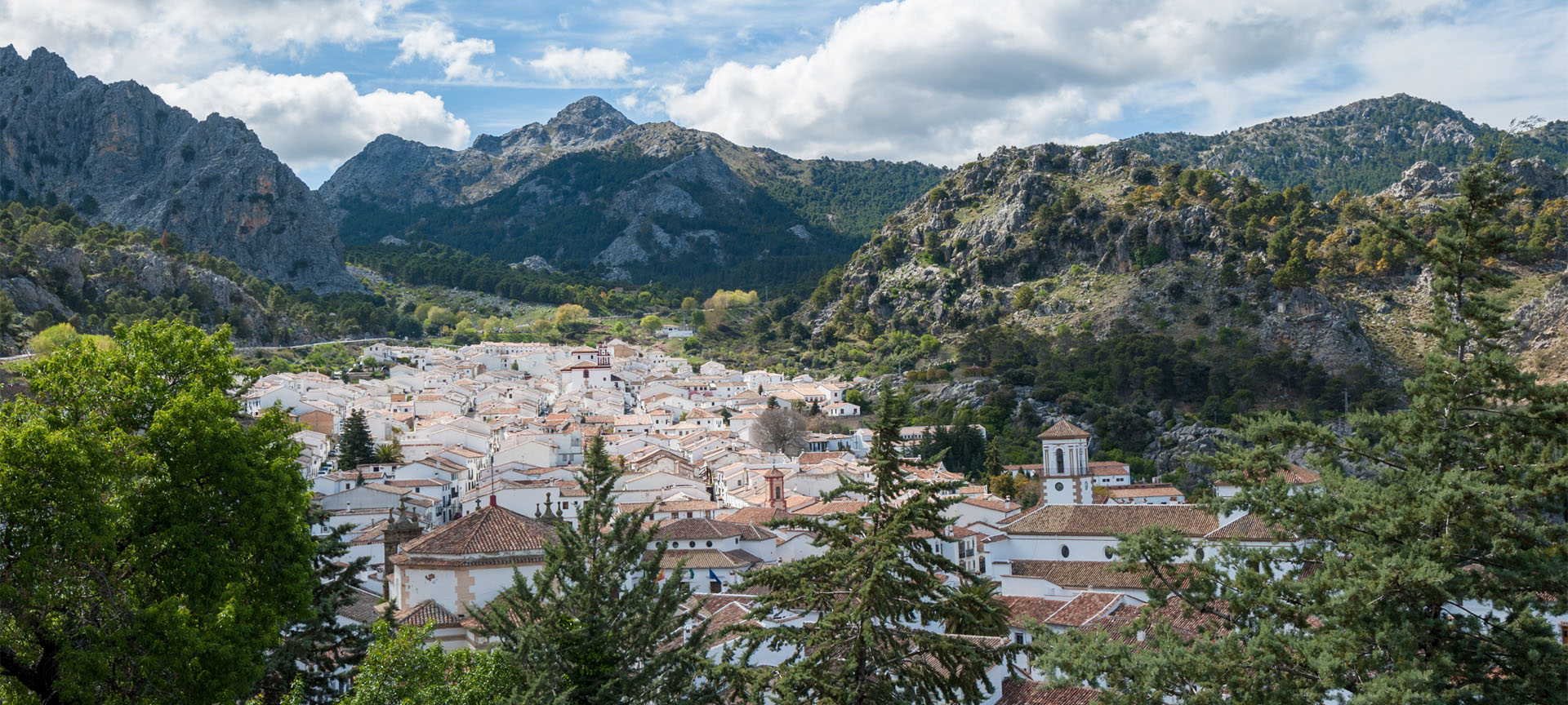 Panoramic view of Grazalema in Cadiz (Andalusia)