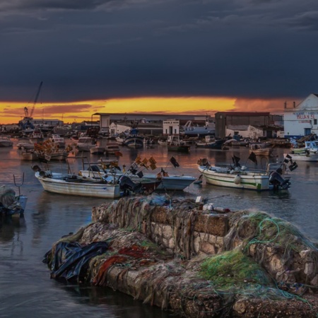 "Fischerreihafen auf der Insel Cristina in Hueva (Andalusien) "