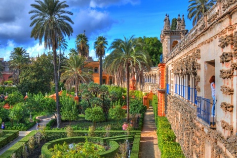 Gardens of the Real Alcázar Palace in Seville