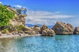 The Balcony of Europe and Caletilla Beach in Nerja (Malaga, Andalusia)