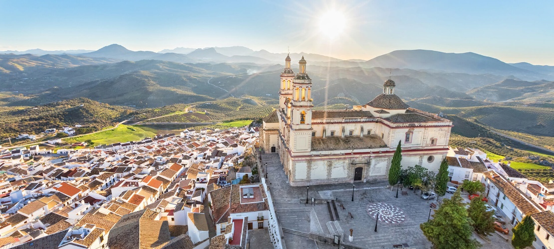 View the white village of Olvera in Cadiz