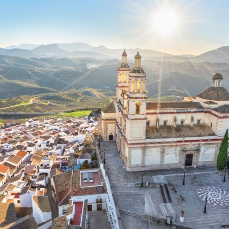 View the white village of Olvera in Cadiz