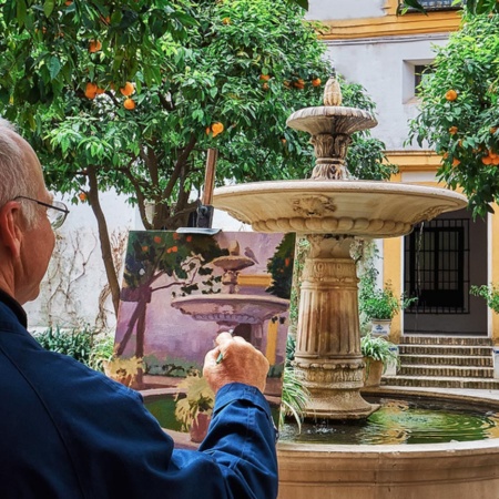 Pintor en el Real Alcázar de Sevilla