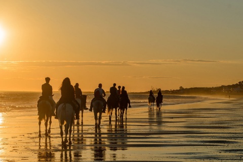  Rota a cavalo na praia Mazagón, Huelva