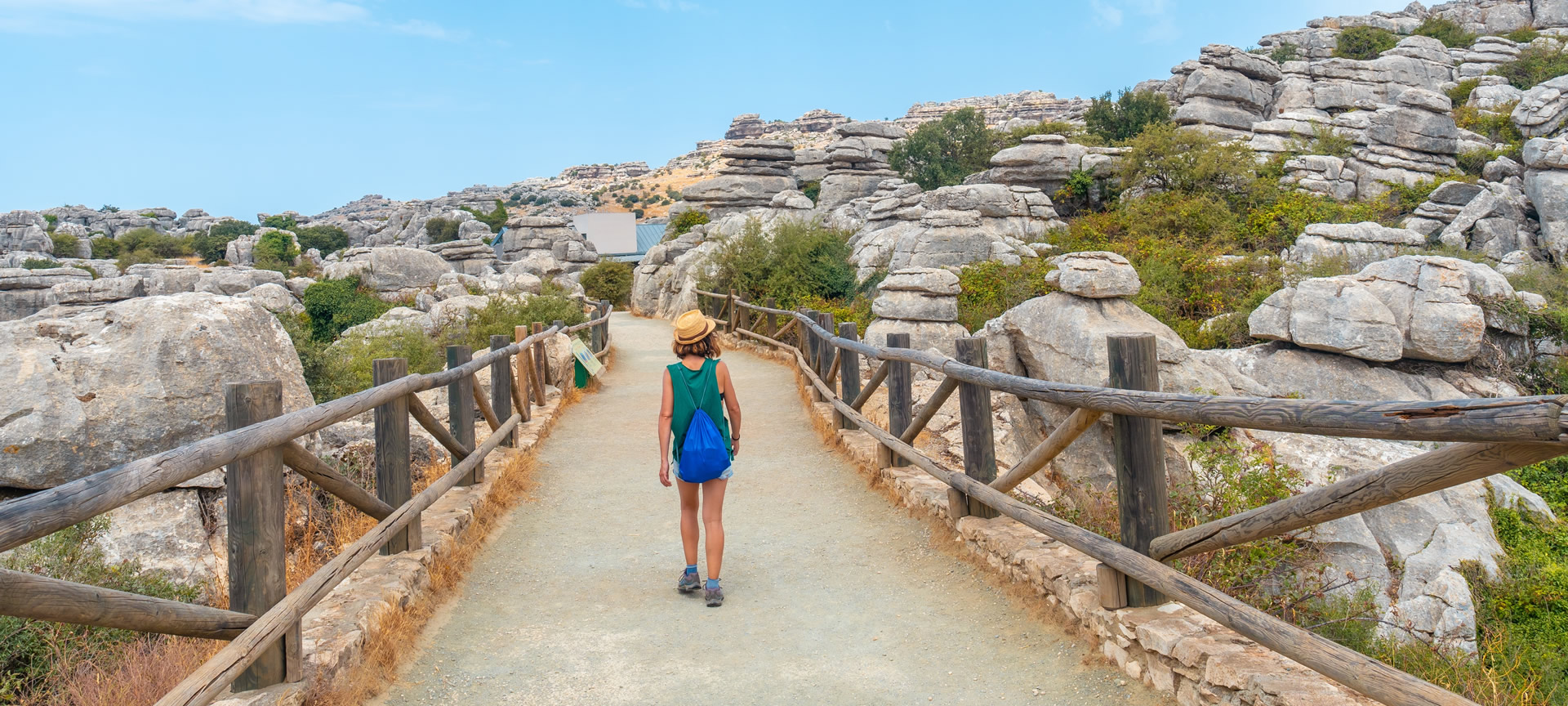 Tourist in the Torcal de Antequera, Malaga Tourist in the Torcal de Antequera, Malaga