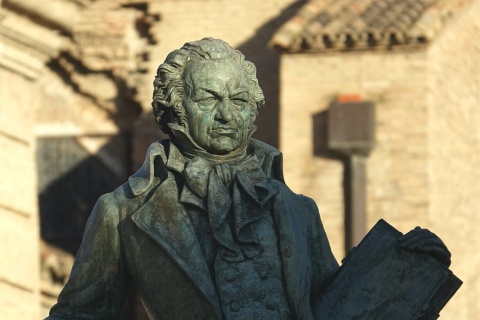 Statue of Francisco de Goya in Plaza Nuestra Señora del Pilar in Zaragoza, Aragón