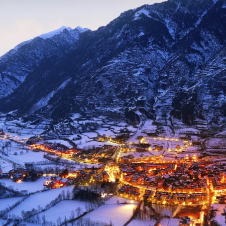 Aerial view of Benasque (Huesca, Aragon)