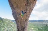 Tourist rock climbing in Rodellar in Huesca, Aragon